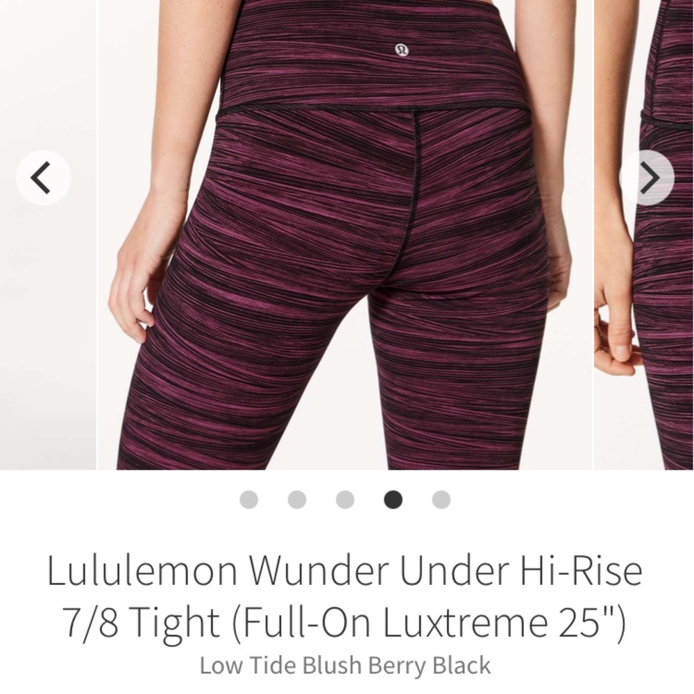 Lululemon Wunder Under luxtreme leggings low tide berry black 25” 2 7/8